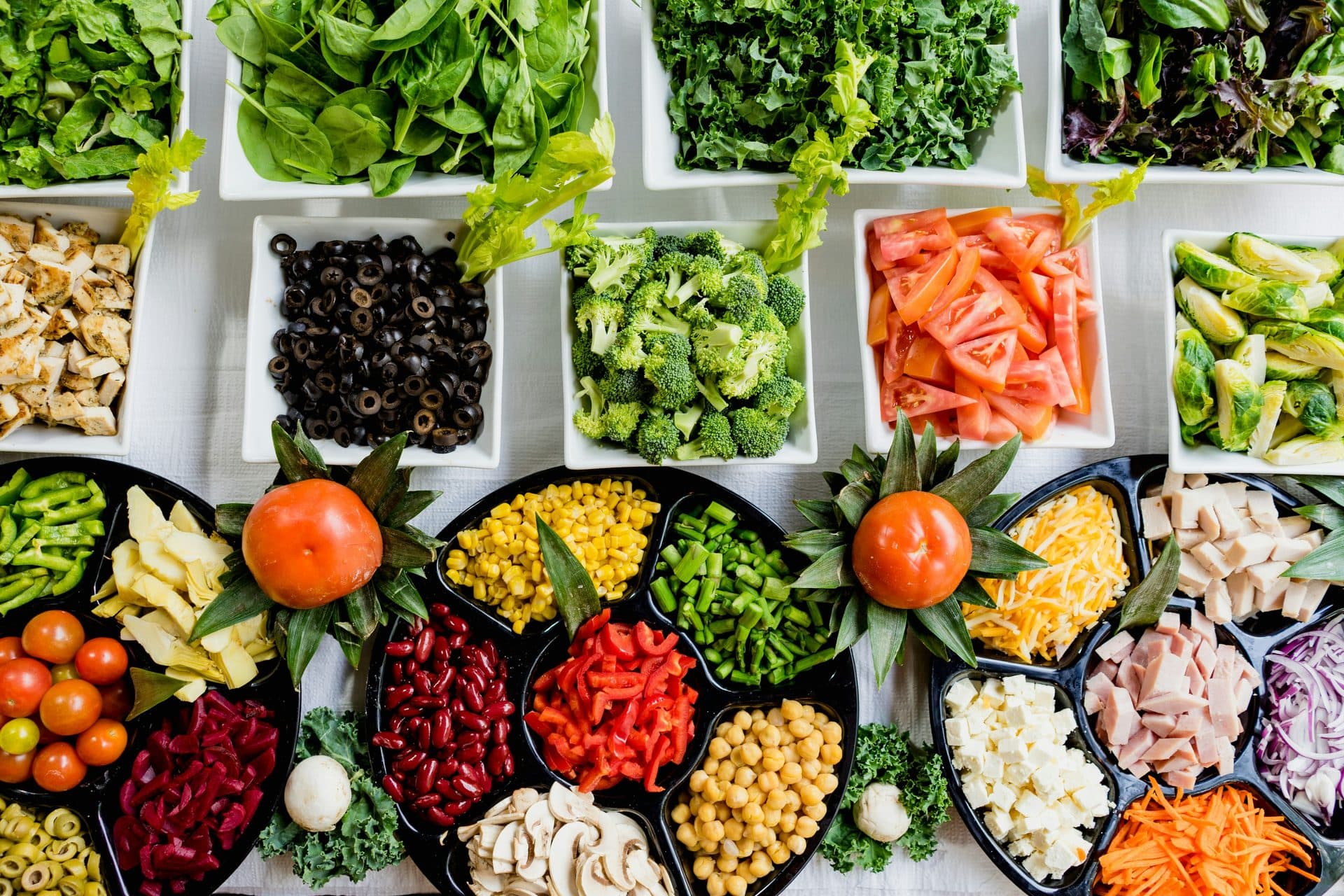 Fresh ingredients arranged in bowls on a table